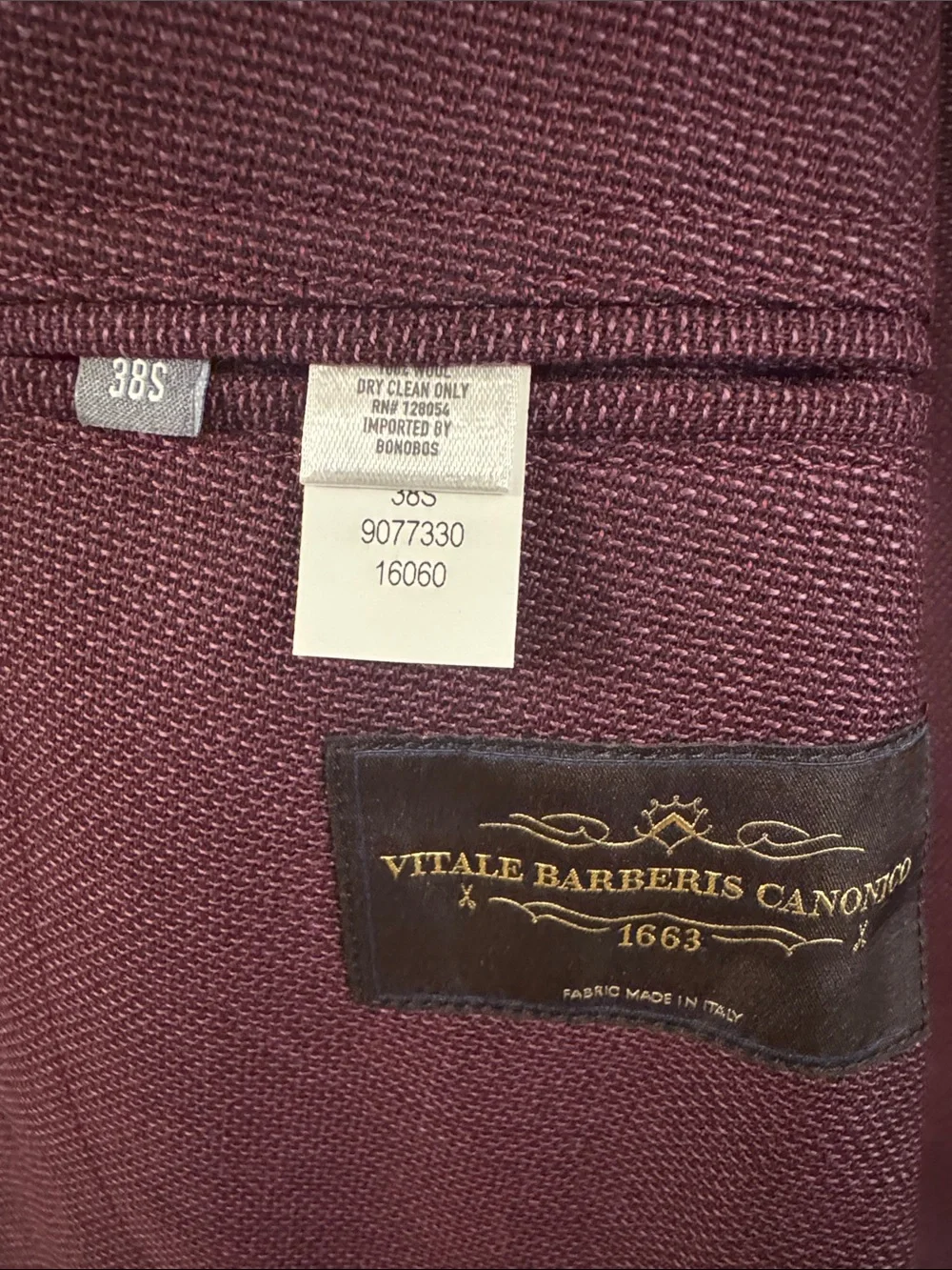 Bonobos VBC Jetsetter Unconstructed Italian Wool Blazer Slim Fit Men’s 38S